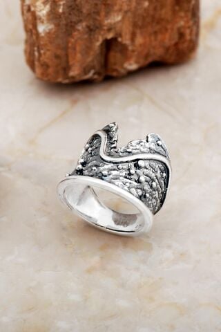 Çekiç Dövme Elişi Tasarım Gümüş Yüzük 5869