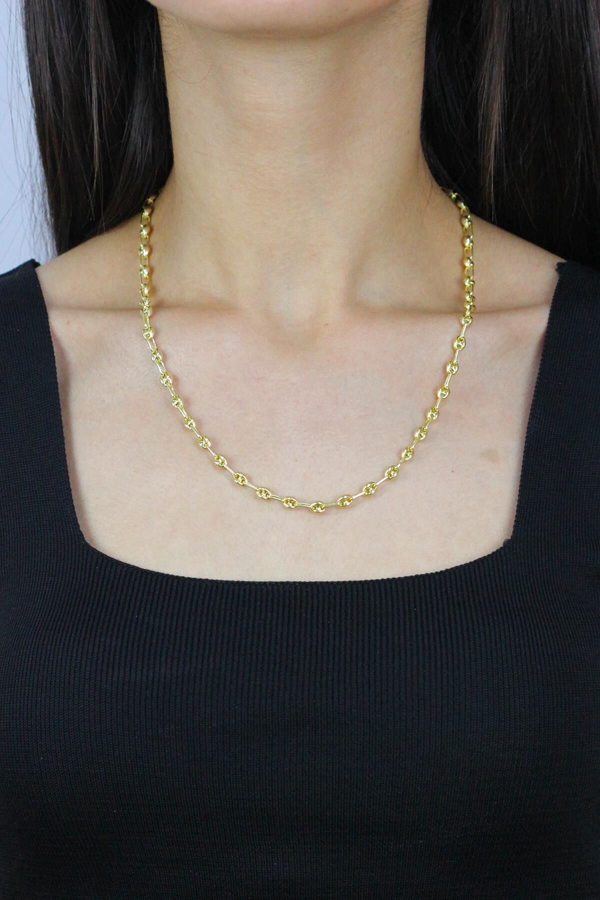 Doç Altın Yaldızlı Gümüş Kolye 7266