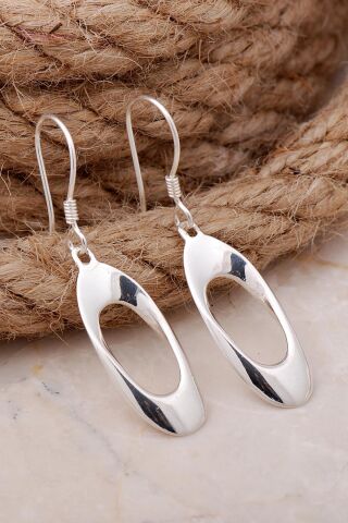 Oval Tasarım Gümüş Küpe 5691