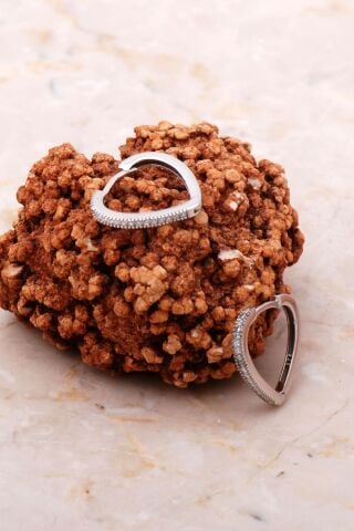 Taşlı Rodyumlu Gümüş Halka Küpe 5156