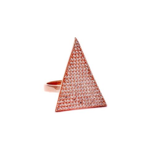 Zirkon Taşlı Üçgen Tasarım Rose Gümüş Set 1176