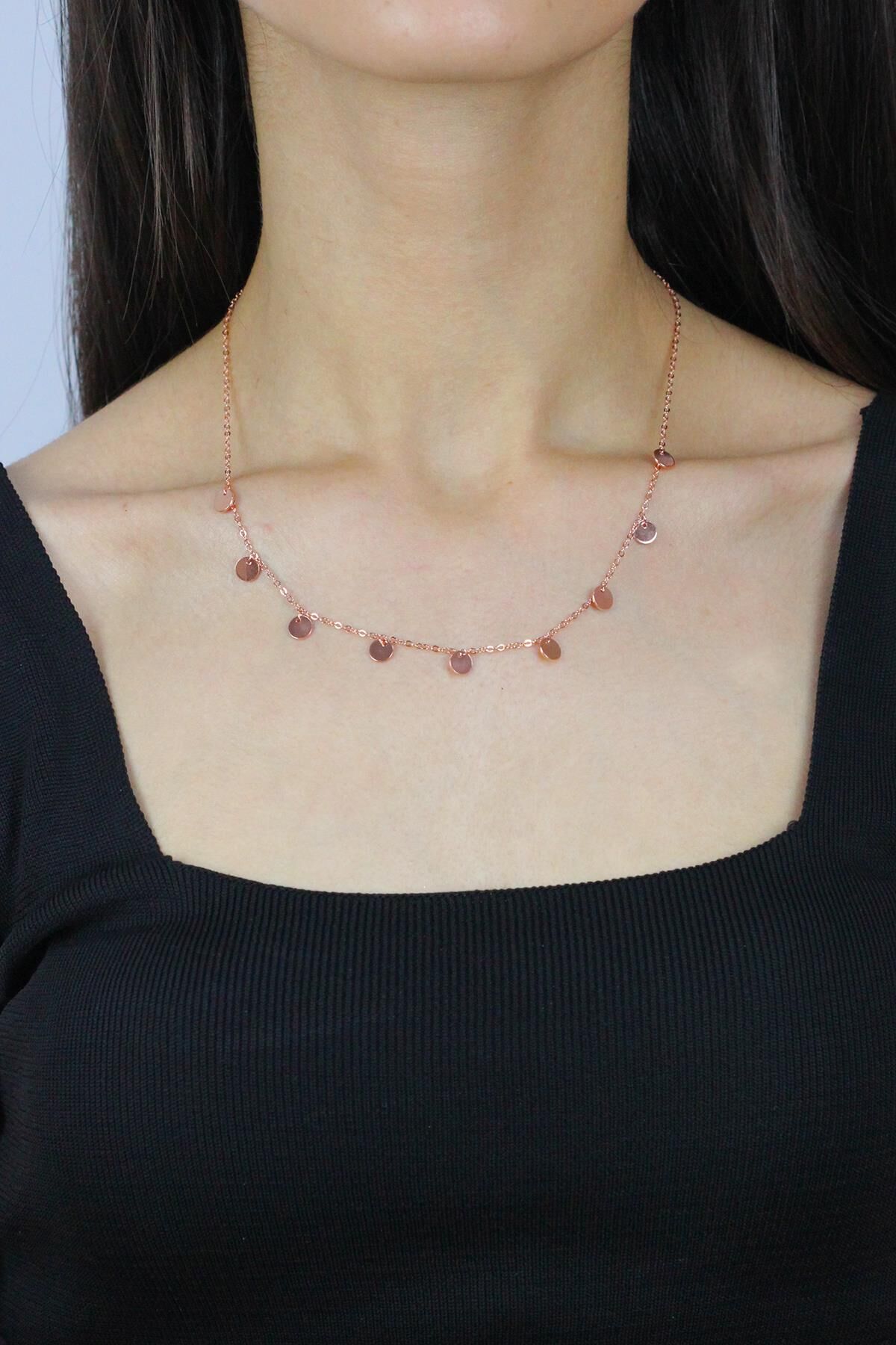 Pullu Rose Gümüş Kolye 7269