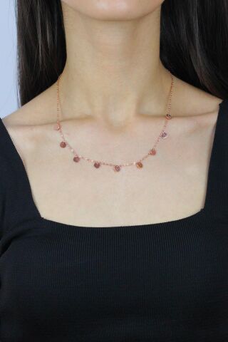 Pullu Rose Gümüş Kolye 7269