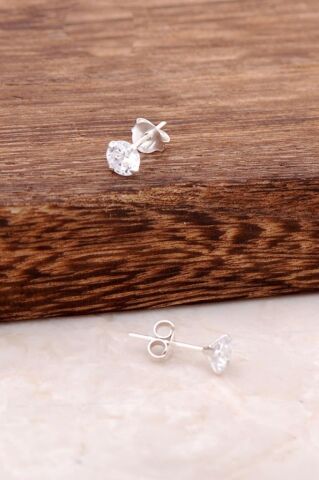 Tek Taş 5 Mm Gümüş Küpe 1788