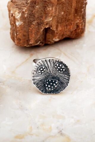 Çekiç Dövme Elişi Tasarım Gümüş Yüzük 5874