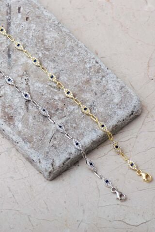 925 Ayar Gümüş Taşlı Sıralı Göz Bileklik 4857