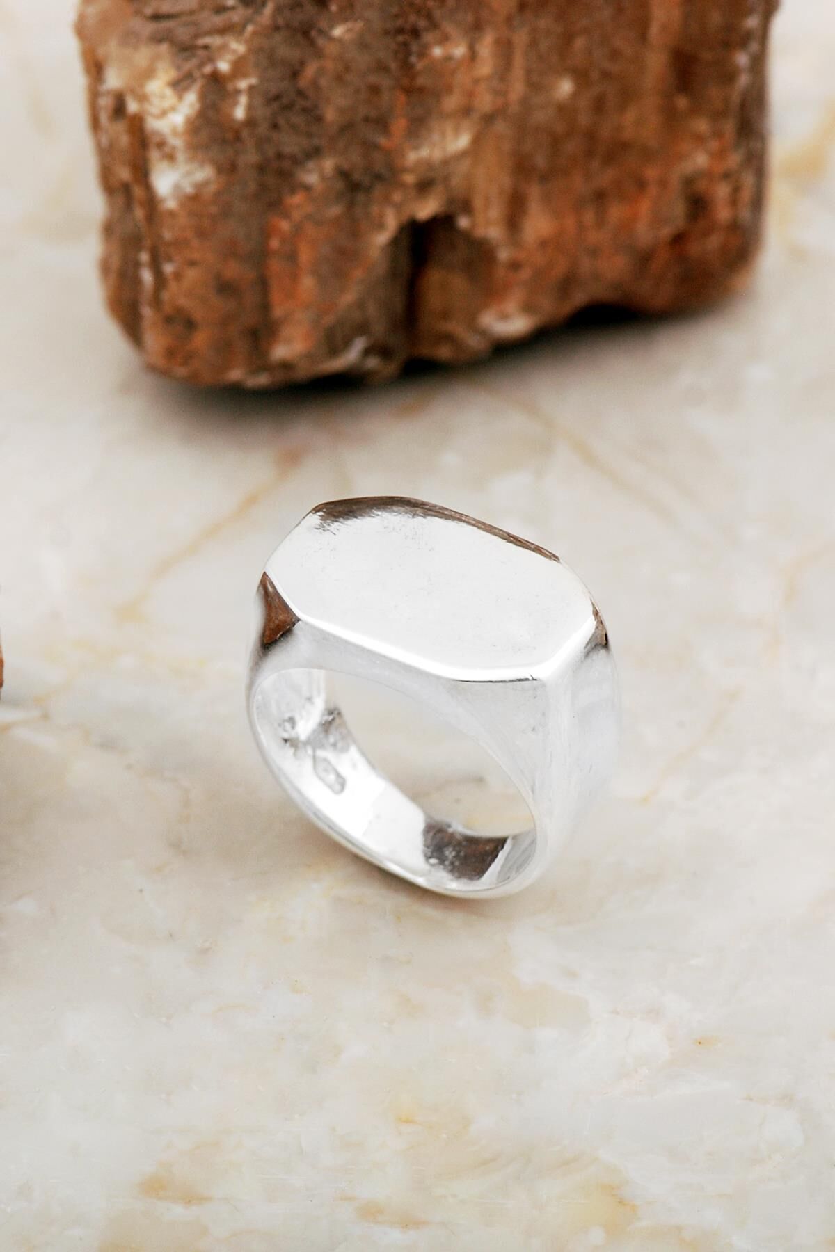 Köşeli Gümüş Şövalye Yüzüğü 5871