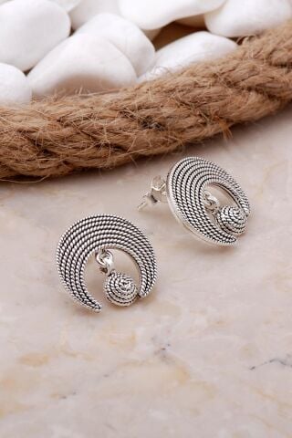 Tasarım Ay Telkari Elişi Gümüş Küpe 5793