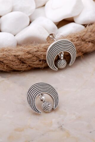 Tasarım Ay Telkari Elişi Gümüş Küpe 5793