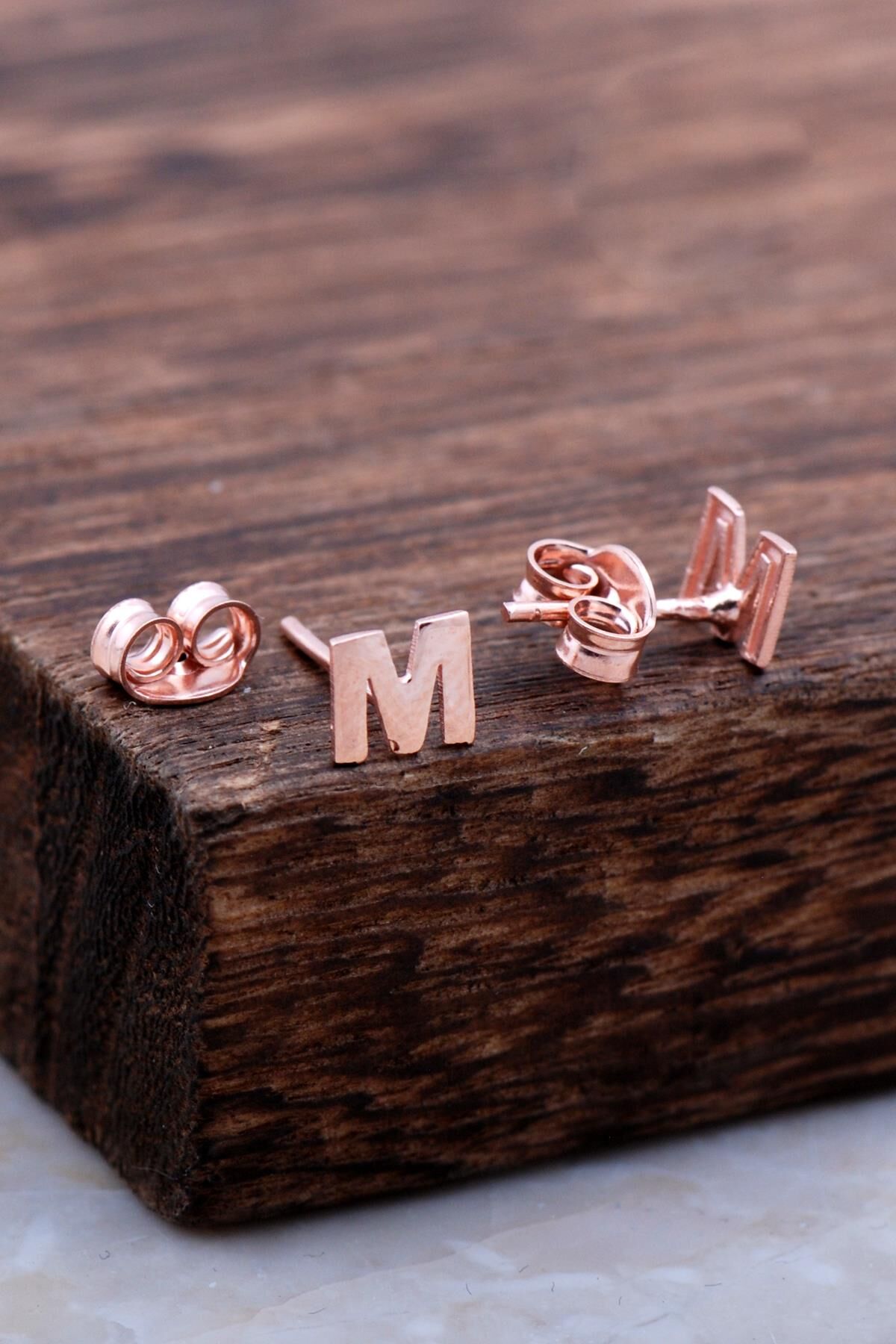 M Harfi Rose Gümüş Küpe 5981