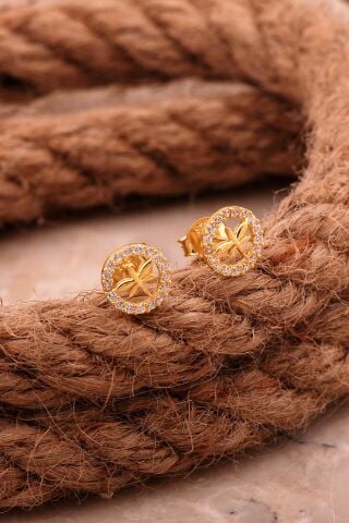 Yusufçuk Mini Altın Kaplama Gümüş Küpe 6818