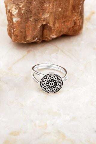 Anadolu Motifli Elişi Gümüş Yüzük 5877