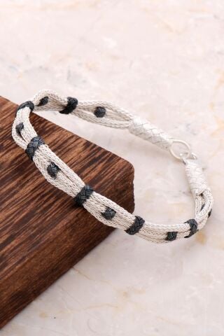 Kazaziye İşlemeli El Sarması Gümüş Bileklik 3314