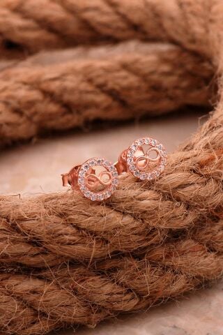 Sonsuzluk Mini Rose Gümüş Küpe 6820