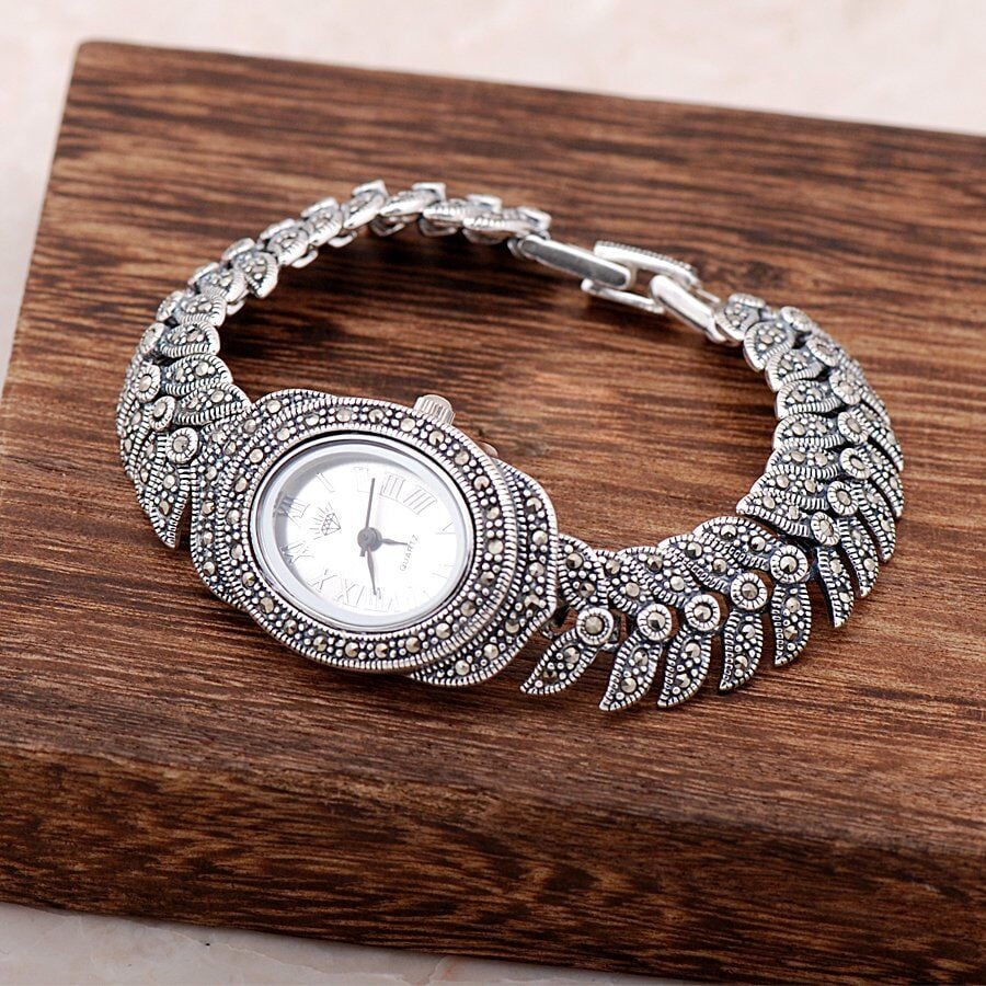 Başak Modeli Markazit Taşlı Gümüş Saat 91