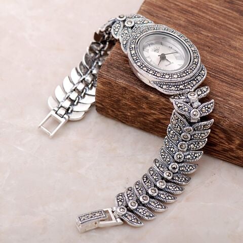 Başak Modeli Markazit Taşlı Gümüş Saat 91