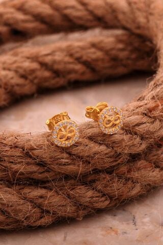 Sonsuzluk Mini Altın Kaplama Gümüş Küpe 6821