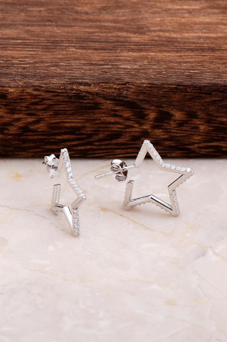 Yıldız Tasarım Gümüş Küpe 4733