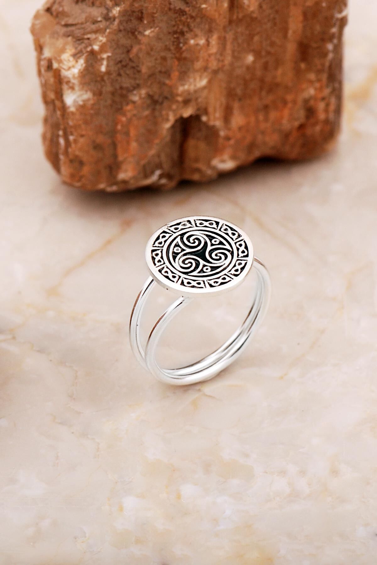 Anadolu Motifli Elişi Gümüş Yüzük 5880