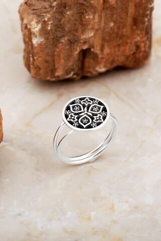 Anadolu Motifli Elişi Gümüş Yüzük 5881