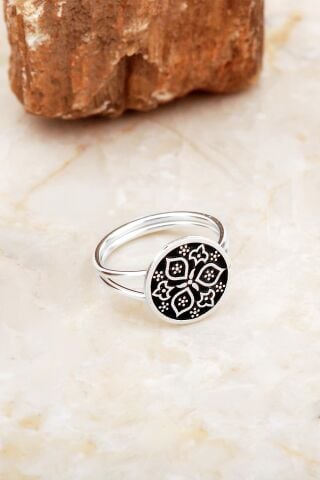 Anadolu Motifli Elişi Gümüş Yüzük 5881