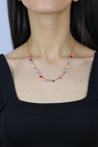 Hematit Taşlı Rose Gümüş Kolye 7280