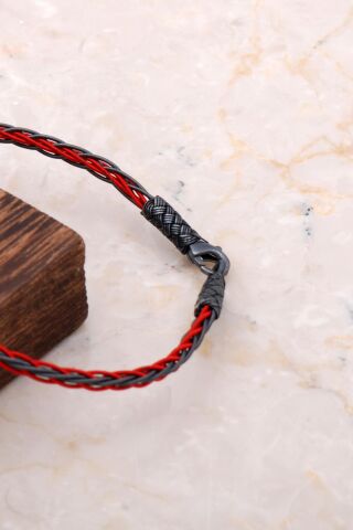 Kazaziye İşlemeli El Sarması Gümüş Erkek Bileklik 3320