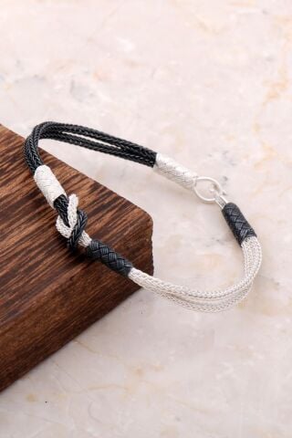 Kazaziye İşlemeli Sonsuzluk Gümüş Bileklik 3321