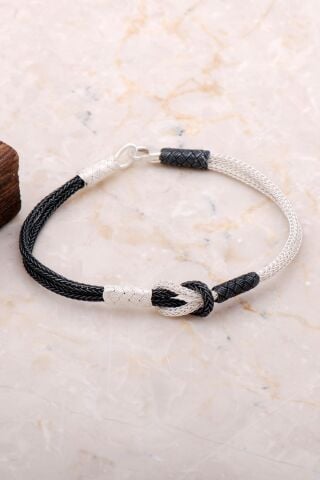 Kazaziye İşlemeli Sonsuzluk Gümüş Bileklik 3321