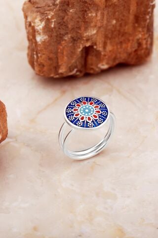 Mardin Güneşi Mineli Elişi 925 Ayar Gümüş Yüzük 5885