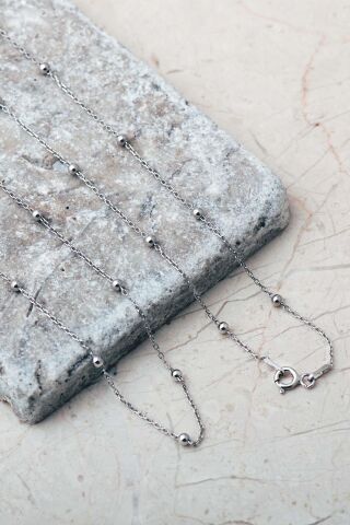 Rodyumlu Toplu 925 Ayar Gümüş Zincir Kolye 8107