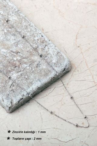 Rodyumlu Toplu 925 Ayar Gümüş Zincir Kolye 8107