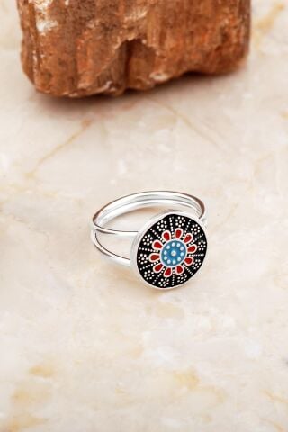 Mardin Güneşi Mineli Elişi 925 Ayar Gümüş Yüzük 5886