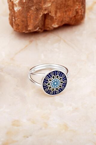 Mardin Güneşi Mineli Elişi 925 Ayar Gümüş Yüzük 5887