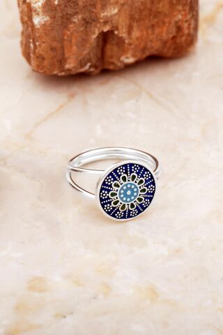 Mardin Güneşi Mineli Elişi 925 Ayar Gümüş Yüzük 5887