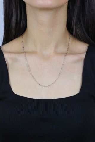 49 cm Rodyumlu Gümüş Figaro Zincir Kolye 7286