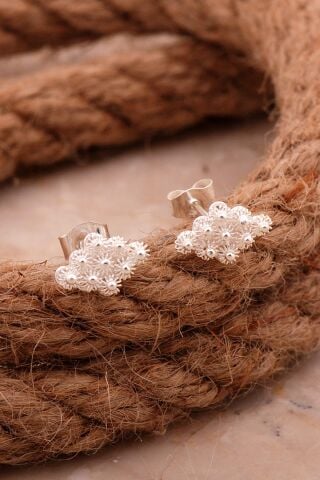 Telkari Elişi Tasarım Gümüş Küpe 6831