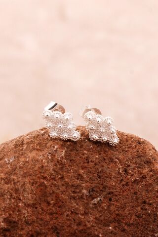 Telkari Elişi Tasarım Gümüş Küpe 6831