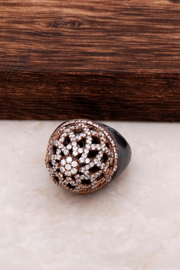 Yakut ve Zirkon Taşlı Gümüş Kubbe Yüzük 54