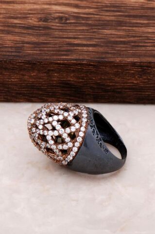 Yakut ve Zirkon Taşlı Gümüş Kubbe Yüzük 54