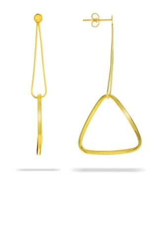 Üçgen Tasarım Altın Yaldızlı Gümüş Küpe 5501