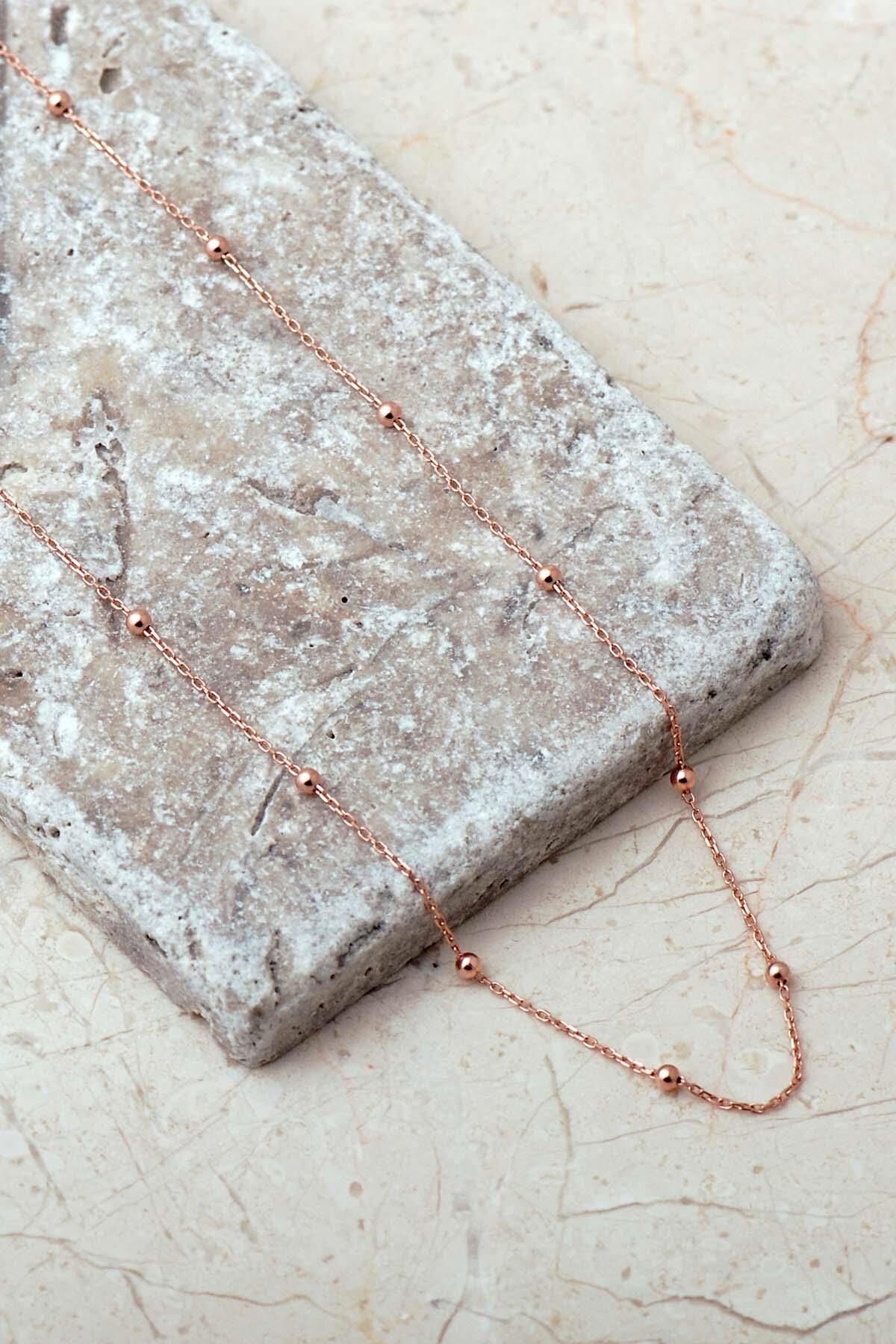 Rose Toplu 925 Ayar Gümüş Zincir Kolye 8108