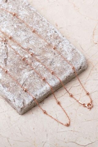 Rose Toplu 925 Ayar Gümüş Zincir Kolye 8108