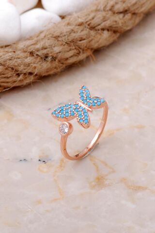 Rose Gümüş Kelebek Tasarım Yüzük 2894