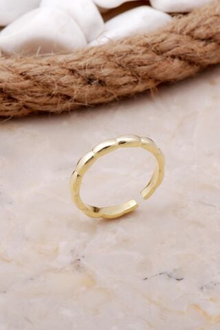 Tasarım Altın Yaldızlı Gümüş Yüzük 3519