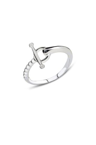 Kilit Tasarım Rodyumlu Gümüş Yüzük 3155