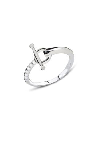 Kilit Tasarım Rodyumlu Gümüş Yüzük 3155