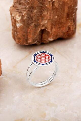 Yaşam Çiçeği Mineli Elişi Gümüş Yüzük 5895