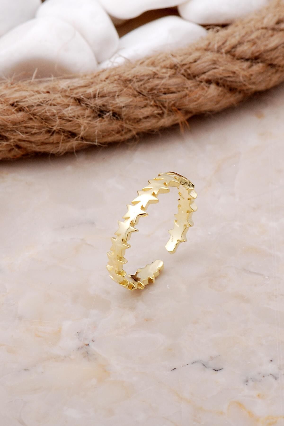 Yıldız Tasarım Altın Yaldızlı Gümüş Yüzük 3520