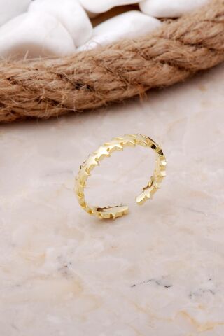 Yıldız Tasarım Altın Yaldızlı Gümüş Yüzük 3520